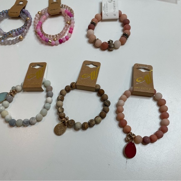 Set of 13 Bead Bracelets NEW Rainbow Marbled Pineapple Teardrop Costume Jewelry - Picture 6 of 6